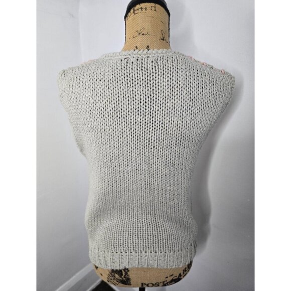 Vintage 80s Pastel Grannycore Knit Silk Sweater Vest - Picture 3 of 8